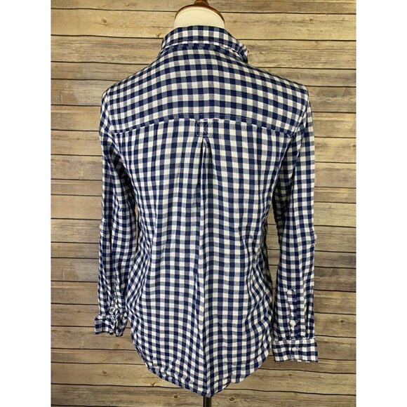 American Eagle Womens Small Boyfriend Fit Blue Buffalo Plaid Button Down m - Picture 4 of 9
